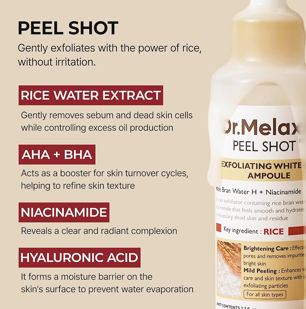 Dr.Melaxin Peel Shot Glow Rice Ampoule Duo 80mL *2EA Korean skincare